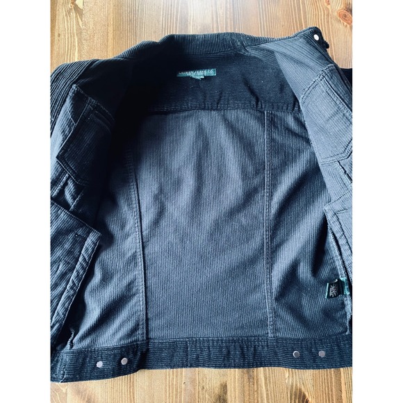 Vintage Lauren Jeans Co Ralph Lauren Black Corduroy Trucker Jacket Women Size M - Picture 16 of 16